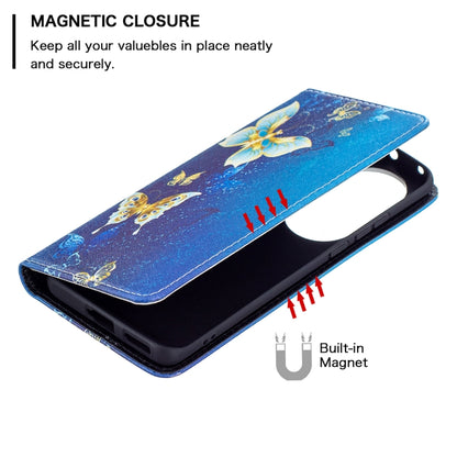 For Huawei P50 Pro Colored Drawing Pattern Invisible Magnetic Horizontal Flip PU Leather Case with Holder & Card Slots & Wallet(Gold Butterflies) - Huawei Cases by buy2fix | Online Shopping UK | buy2fix