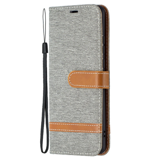 For Huawei P50 Pro Color Matching Denim Texture Horizontal Flip Leather Case with Holder & Card Slots & Wallet & Lanyard(Grey) - Huawei Cases by buy2fix | Online Shopping UK | buy2fix