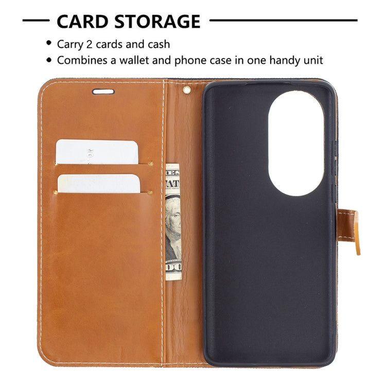 For Huawei P50 Pro Color Matching Denim Texture Horizontal Flip Leather Case with Holder & Card Slots & Wallet & Lanyard(Black) - Huawei Cases by buy2fix | Online Shopping UK | buy2fix