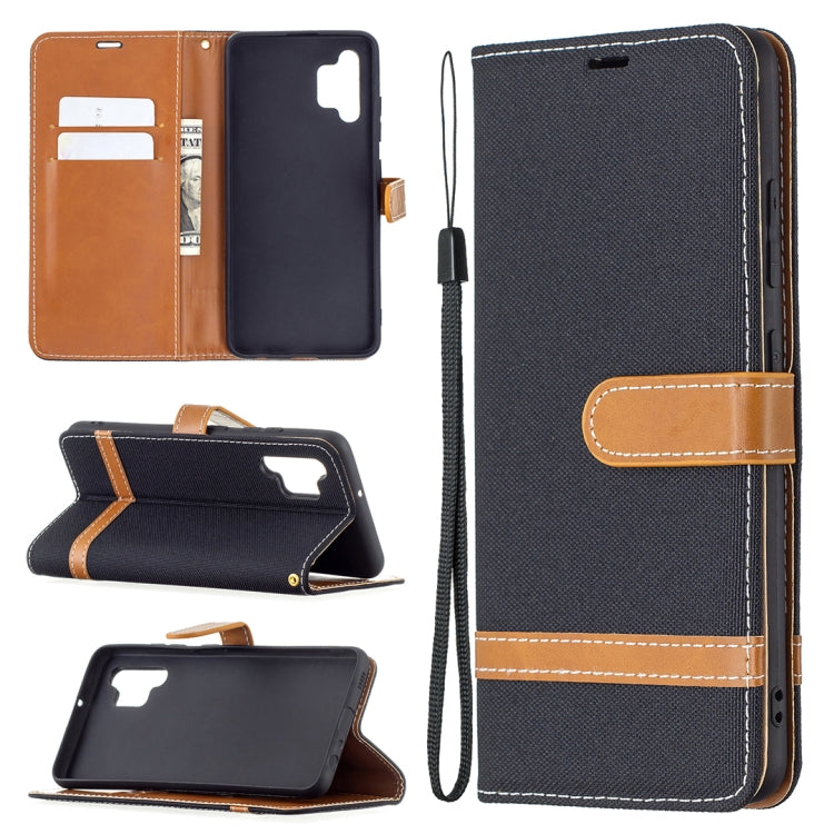 For Samsung Galaxy A32 4G Color Matching Denim Texture Horizontal Flip Leather Case with Holder & Card Slots & Wallet & Lanyard(Black) by buy2fix
