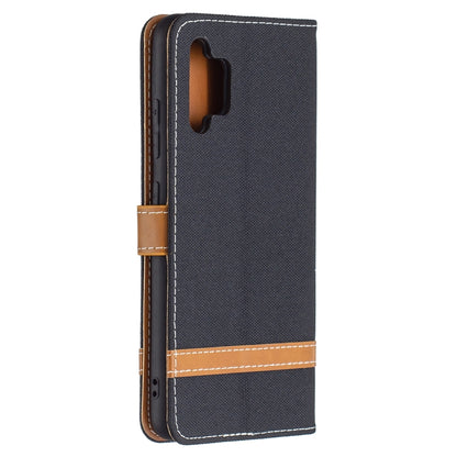 For Samsung Galaxy A32 4G Color Matching Denim Texture Horizontal Flip Leather Case with Holder & Card Slots & Wallet & Lanyard(Black) by buy2fix