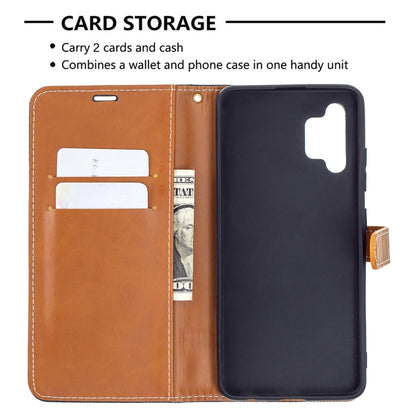 For Samsung Galaxy A32 4G Color Matching Denim Texture Horizontal Flip Leather Case with Holder & Card Slots & Wallet & Lanyard(Black) by buy2fix