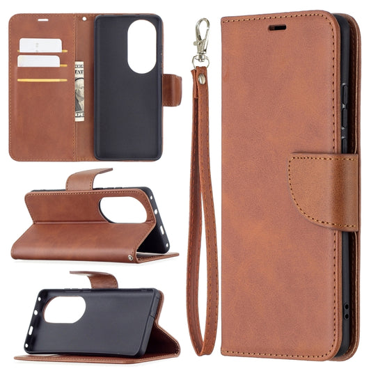 For Huawei P50 Pro Retro Lambskin Texture Pure Color Horizontal Flip PU Leather Case with Holder & Card Slots & Wallet & Lanyard(Brown) - Huawei Cases by buy2fix | Online Shopping UK | buy2fix