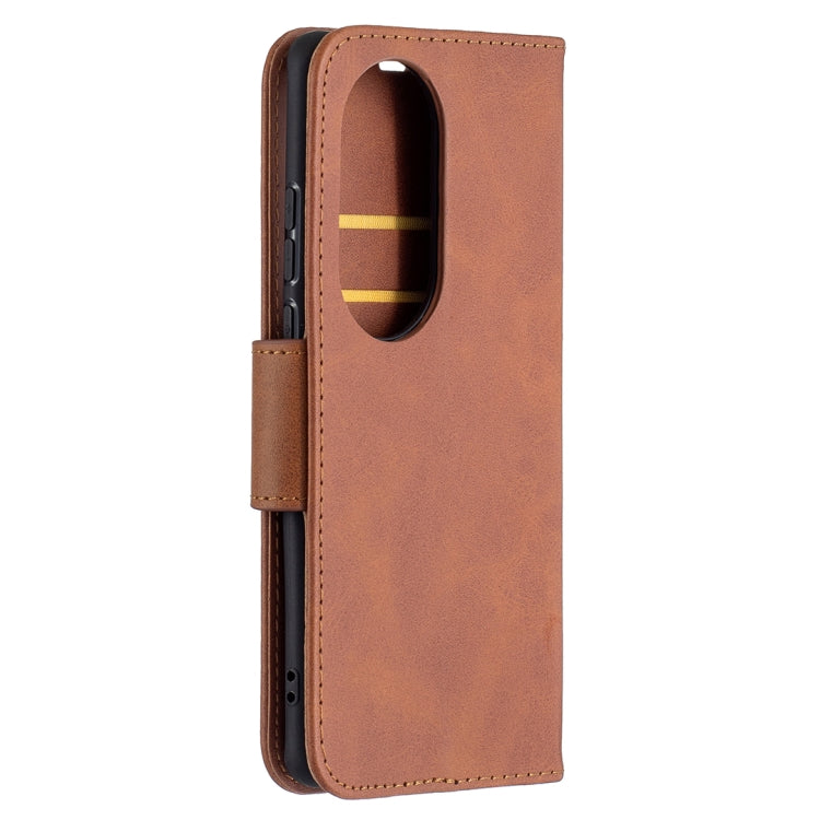 For Huawei P50 Pro Retro Lambskin Texture Pure Color Horizontal Flip PU Leather Case with Holder & Card Slots & Wallet & Lanyard(Brown) - Huawei Cases by buy2fix | Online Shopping UK | buy2fix