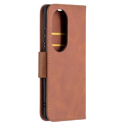 For Huawei P50 Pro Retro Lambskin Texture Pure Color Horizontal Flip PU Leather Case with Holder & Card Slots & Wallet & Lanyard(Brown) - Huawei Cases by buy2fix | Online Shopping UK | buy2fix