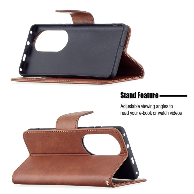 For Huawei P50 Pro Retro Lambskin Texture Pure Color Horizontal Flip PU Leather Case with Holder & Card Slots & Wallet & Lanyard(Brown) - Huawei Cases by buy2fix | Online Shopping UK | buy2fix
