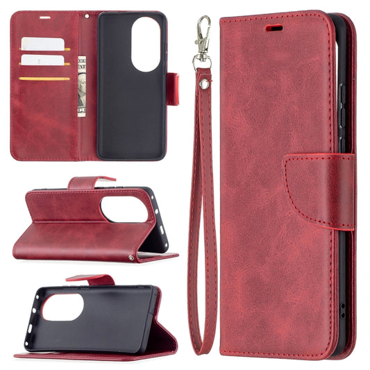 For Huawei P50 Pro Retro Lambskin Texture Pure Color Horizontal Flip PU Leather Case with Holder & Card Slots & Wallet & Lanyard(Red) - Huawei Cases by buy2fix | Online Shopping UK | buy2fix