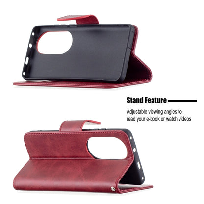For Huawei P50 Pro Retro Lambskin Texture Pure Color Horizontal Flip PU Leather Case with Holder & Card Slots & Wallet & Lanyard(Red) - Huawei Cases by buy2fix | Online Shopping UK | buy2fix