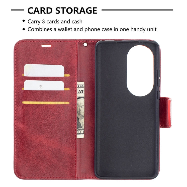 For Huawei P50 Pro Retro Lambskin Texture Pure Color Horizontal Flip PU Leather Case with Holder & Card Slots & Wallet & Lanyard(Red) - Huawei Cases by buy2fix | Online Shopping UK | buy2fix
