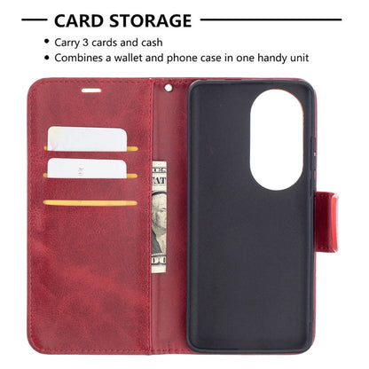 For Huawei P50 Pro Retro Lambskin Texture Pure Color Horizontal Flip PU Leather Case with Holder & Card Slots & Wallet & Lanyard(Red) - Huawei Cases by buy2fix | Online Shopping UK | buy2fix