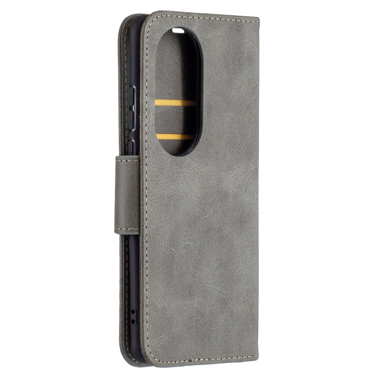 For Huawei P50 Pro Retro Lambskin Texture Pure Color Horizontal Flip PU Leather Case with Holder & Card Slots & Wallet & Lanyard(Grey) - Huawei Cases by buy2fix | Online Shopping UK | buy2fix