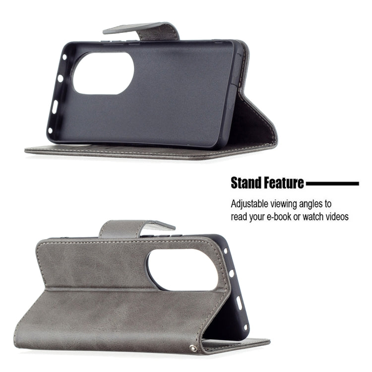 For Huawei P50 Pro Retro Lambskin Texture Pure Color Horizontal Flip PU Leather Case with Holder & Card Slots & Wallet & Lanyard(Grey) - Huawei Cases by buy2fix | Online Shopping UK | buy2fix