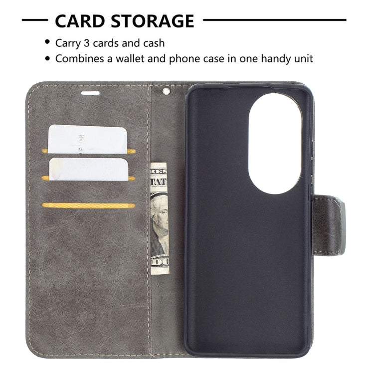 For Huawei P50 Pro Retro Lambskin Texture Pure Color Horizontal Flip PU Leather Case with Holder & Card Slots & Wallet & Lanyard(Grey) - Huawei Cases by buy2fix | Online Shopping UK | buy2fix