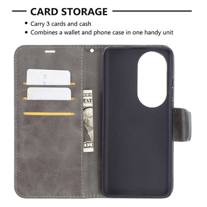 For Huawei P50 Pro Retro Lambskin Texture Pure Color Horizontal Flip PU Leather Case with Holder & Card Slots & Wallet & Lanyard(Grey) - Huawei Cases by buy2fix | Online Shopping UK | buy2fix