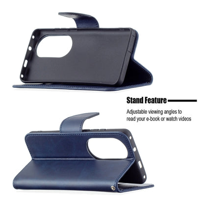 For Huawei P50 Pro Retro Lambskin Texture Pure Color Horizontal Flip PU Leather Case with Holder & Card Slots & Wallet & Lanyard(Blue) - Huawei Cases by buy2fix | Online Shopping UK | buy2fix
