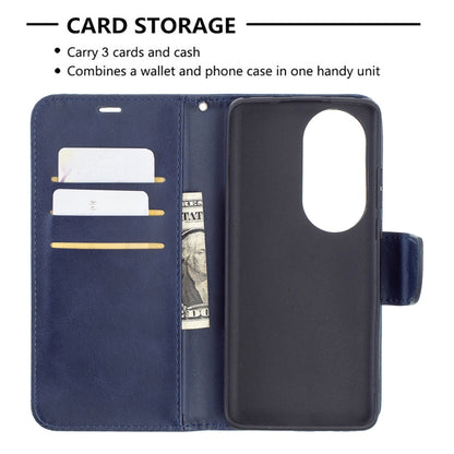 For Huawei P50 Pro Retro Lambskin Texture Pure Color Horizontal Flip PU Leather Case with Holder & Card Slots & Wallet & Lanyard(Blue) - Huawei Cases by buy2fix | Online Shopping UK | buy2fix