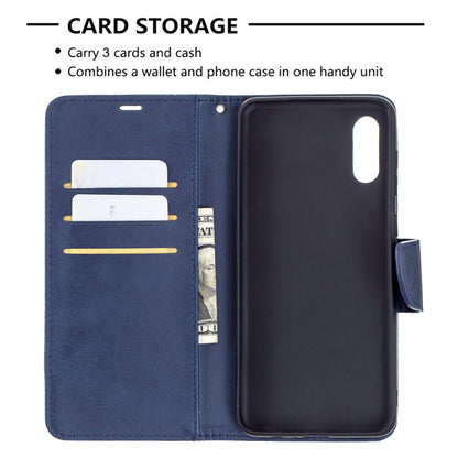 For Samsung Galaxy A02 Retro Lambskin Texture Pure Color Horizontal Flip PU Leather Case with Holder & Card Slots & Wallet & Lanyard(Blue) by buy2fix