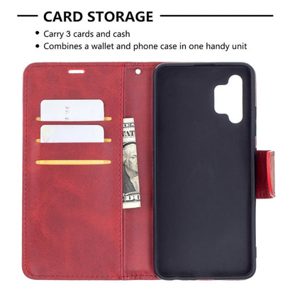 For Samsung Galaxy A32 4G Retro Lambskin Texture Pure Color Horizontal Flip PU Leather Case with Holder & Card Slots & Wallet & Lanyard(Red) by buy2fix