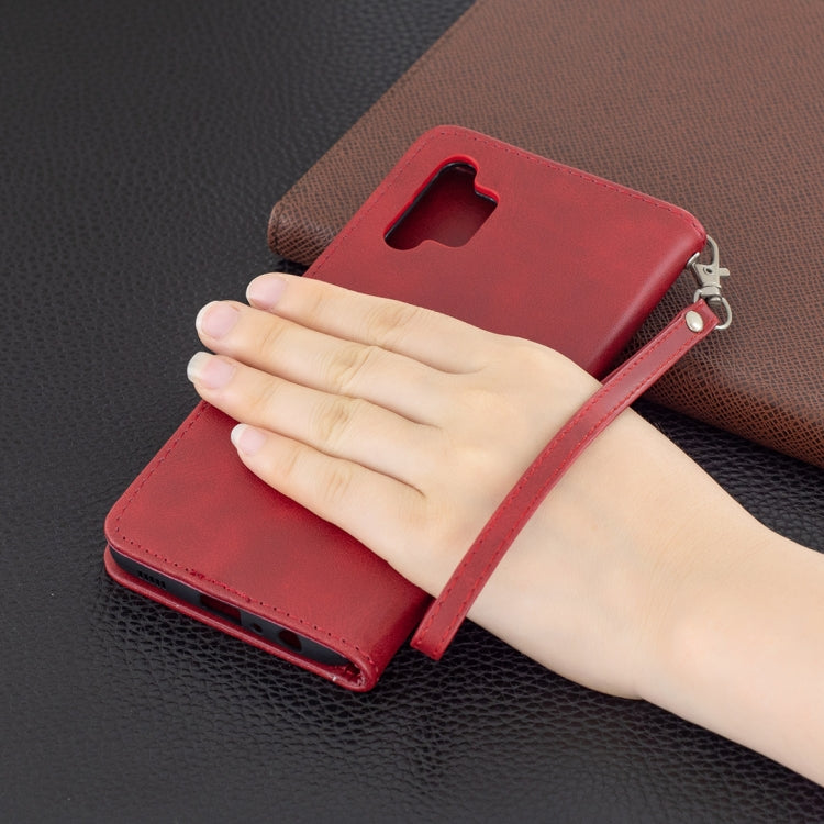 For Samsung Galaxy A32 4G Retro Lambskin Texture Pure Color Horizontal Flip PU Leather Case with Holder & Card Slots & Wallet & Lanyard(Red) by buy2fix