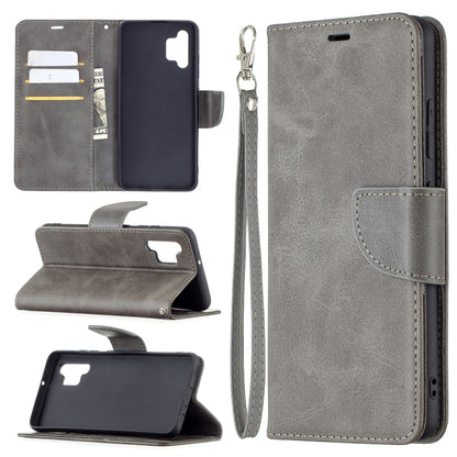 For Samsung Galaxy A32 4G Retro Lambskin Texture Pure Color Horizontal Flip PU Leather Case with Holder & Card Slots & Wallet & Lanyard(Grey) by buy2fix