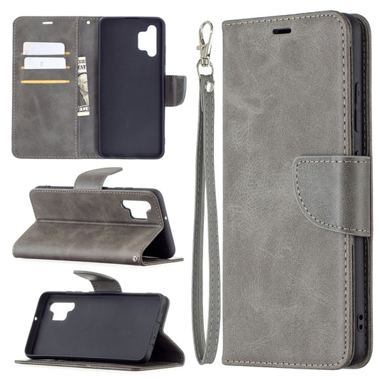 For Samsung Galaxy A32 4G Retro Lambskin Texture Pure Color Horizontal Flip PU Leather Case with Holder & Card Slots & Wallet & Lanyard(Grey) by buy2fix