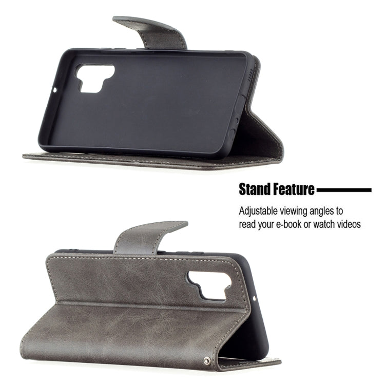 For Samsung Galaxy A32 4G Retro Lambskin Texture Pure Color Horizontal Flip PU Leather Case with Holder & Card Slots & Wallet & Lanyard(Grey) by buy2fix