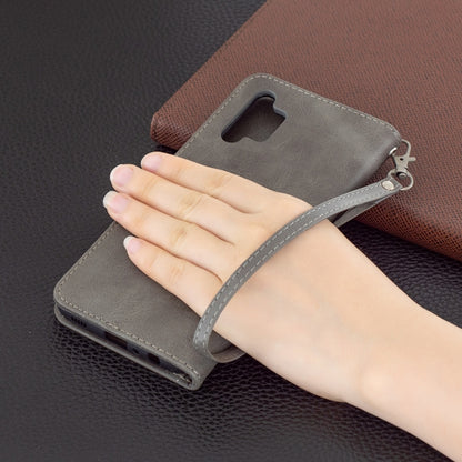 For Samsung Galaxy A32 4G Retro Lambskin Texture Pure Color Horizontal Flip PU Leather Case with Holder & Card Slots & Wallet & Lanyard(Grey) by buy2fix