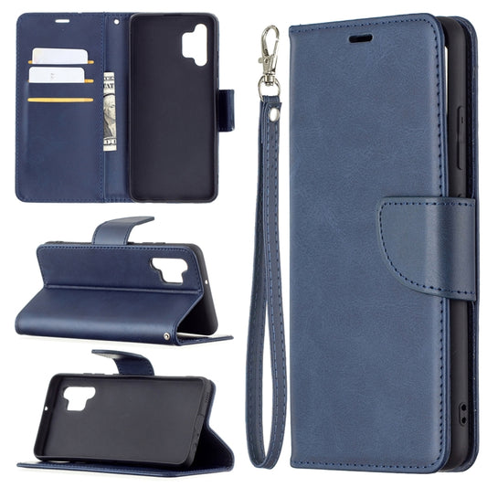 For Samsung Galaxy A32 4G Retro Lambskin Texture Pure Color Horizontal Flip PU Leather Case with Holder & Card Slots & Wallet & Lanyard(Blue) by buy2fix