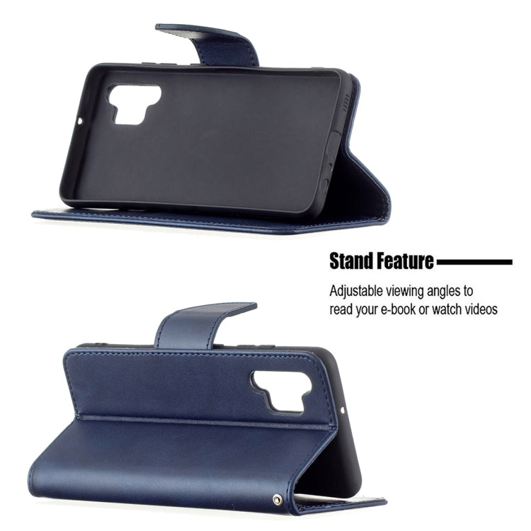 For Samsung Galaxy A32 4G Retro Lambskin Texture Pure Color Horizontal Flip PU Leather Case with Holder & Card Slots & Wallet & Lanyard(Blue) by buy2fix