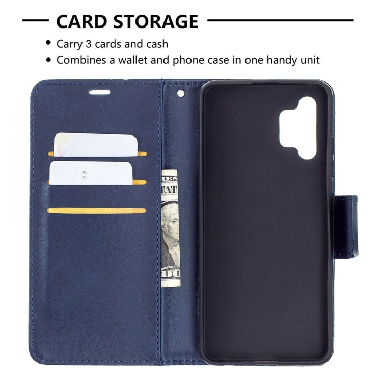 For Samsung Galaxy A32 4G Retro Lambskin Texture Pure Color Horizontal Flip PU Leather Case with Holder & Card Slots & Wallet & Lanyard(Blue) by buy2fix