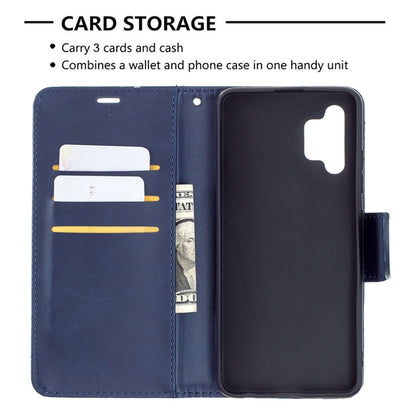 For Samsung Galaxy A32 4G Retro Lambskin Texture Pure Color Horizontal Flip PU Leather Case with Holder & Card Slots & Wallet & Lanyard(Blue) by buy2fix