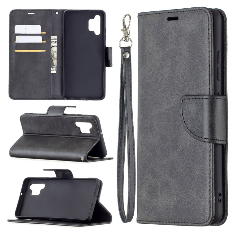 For Samsung Galaxy A32 4G Retro Lambskin Texture Pure Color Horizontal Flip PU Leather Case with Holder & Card Slots & Wallet & Lanyard(Black) by buy2fix