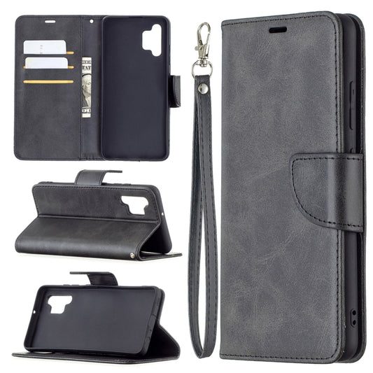 For Samsung Galaxy A32 4G Retro Lambskin Texture Pure Color Horizontal Flip PU Leather Case with Holder & Card Slots & Wallet & Lanyard(Black) by buy2fix