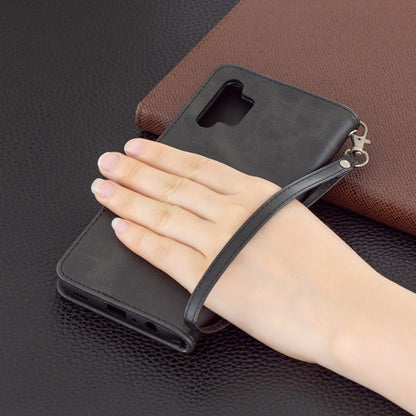 For Samsung Galaxy A32 4G Retro Lambskin Texture Pure Color Horizontal Flip PU Leather Case with Holder & Card Slots & Wallet & Lanyard(Black) by buy2fix