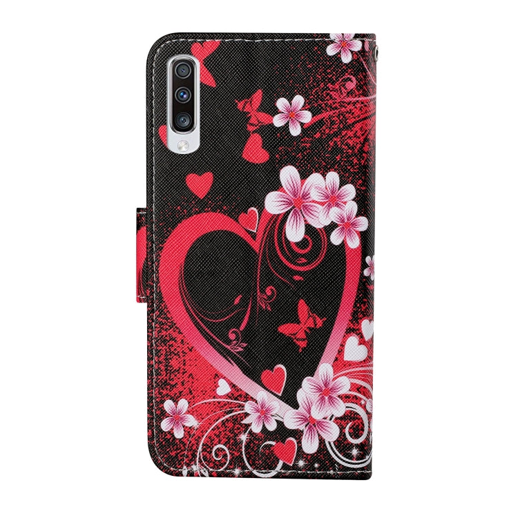 For Samsung Galaxy A50 / A30s Colored Drawing Pattern Horizontal Flip Leather Case with Holder & Card Slots & Wallet & Lanyard(Red Heart) by buy2fix