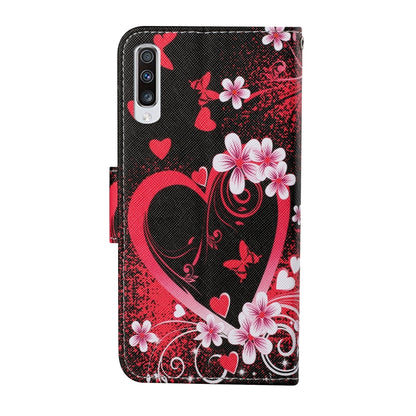 For Samsung Galaxy A50 / A30s Colored Drawing Pattern Horizontal Flip Leather Case with Holder & Card Slots & Wallet & Lanyard(Red Heart) by buy2fix
