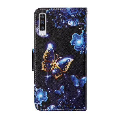 For Samsung Galaxy A50 / A30s Colored Drawing Pattern Horizontal Flip Leather Case with Holder & Card Slots & Wallet & Lanyard(Moon Butterfly) by buy2fix