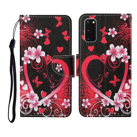 For Samsung Galaxy S20 Colored Drawing Pattern Horizontal Flip Leather Case with Holder & Card Slots & Wallet & Lanyard(Red Heart) by buy2fix