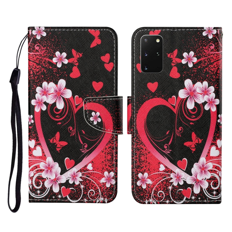 For Samsung Galaxy S20+ Colored Drawing Pattern Horizontal Flip Leather Case with Holder & Card Slots & Wallet & Lanyard(Red Heart) by buy2fix