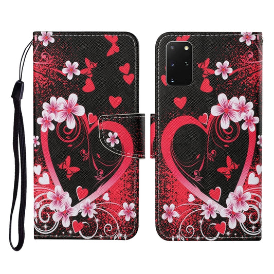 For Samsung Galaxy S20+ Colored Drawing Pattern Horizontal Flip Leather Case with Holder & Card Slots & Wallet & Lanyard(Red Heart) by buy2fix