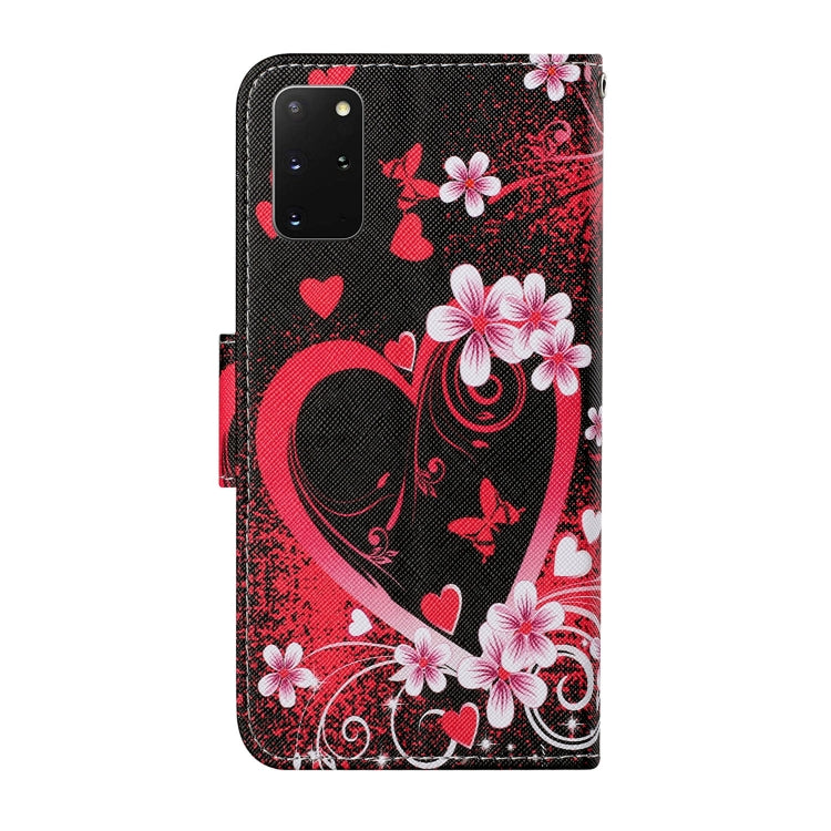 For Samsung Galaxy S20+ Colored Drawing Pattern Horizontal Flip Leather Case with Holder & Card Slots & Wallet & Lanyard(Red Heart) by buy2fix