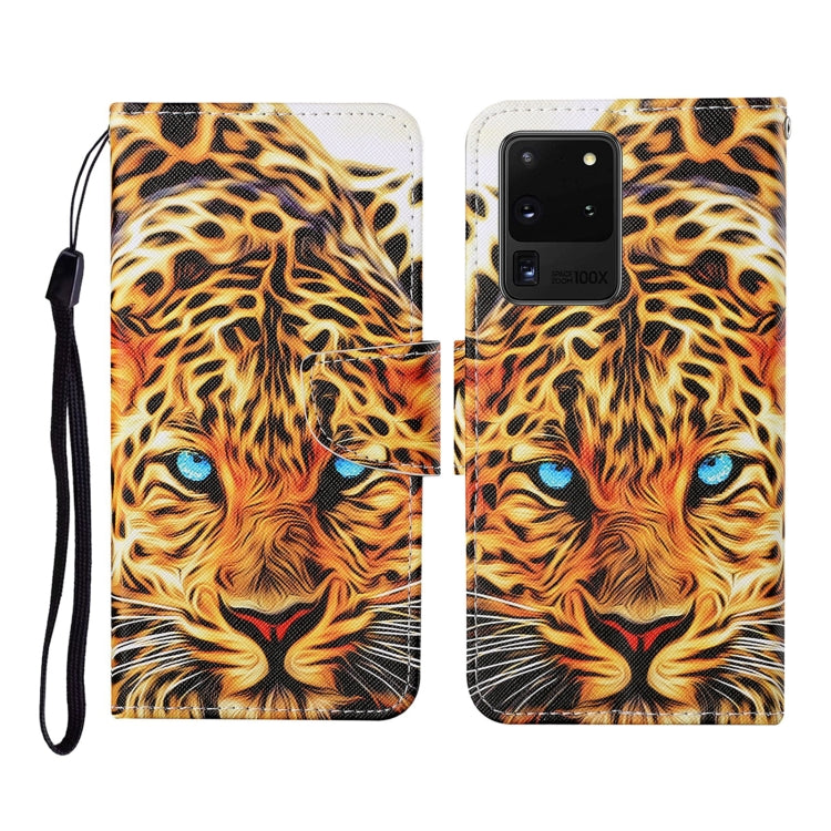 For Samsung Galaxy S20 Ultra Colored Drawing Pattern Horizontal Flip Leather Case with Holder & Card Slots & Wallet & Lanyard(Yellow Leopard) by buy2fix