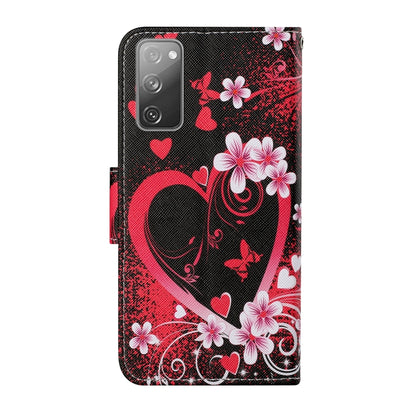 For Samsung Galaxy S20 FE Colored Drawing Pattern Horizontal Flip Leather Case with Holder & Card Slots & Wallet & Lanyard(Red Heart) by buy2fix