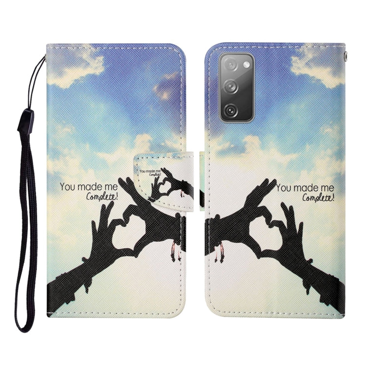 For Samsung Galaxy S20 FE Colored Drawing Pattern Horizontal Flip Leather Case with Holder & Card Slots & Wallet & Lanyard(Love Gesture) by buy2fix