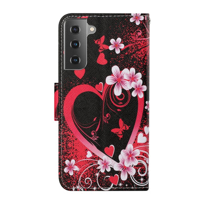 For Samsung Galaxy S21 5G Colored Drawing Pattern Horizontal Flip Leather Case with Holder & Card Slots & Wallet & Lanyard(Red Heart) - Galaxy S21 5G Cases by buy2fix | Online Shopping UK | buy2fix