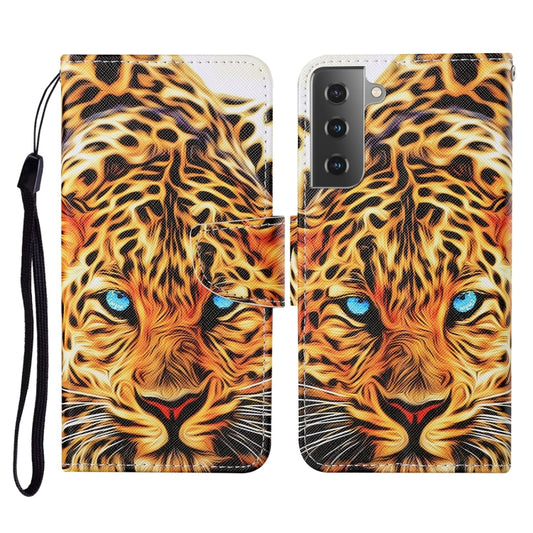 For Samsung Galaxy S21 5G Colored Drawing Pattern Horizontal Flip Leather Case with Holder & Card Slots & Wallet & Lanyard(Yellow Leopard) - Galaxy S21 5G Cases by buy2fix | Online Shopping UK | buy2fix