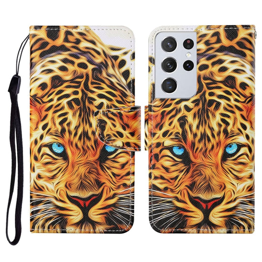 For Samsung Galaxy S21 Ultra 5G Colored Drawing Pattern Horizontal Flip Leather Case with Holder & Card Slots & Wallet & Lanyard(Yellow Leopard) - Galaxy S21 Ultra 5G Cases by buy2fix | Online Shopping UK | buy2fix