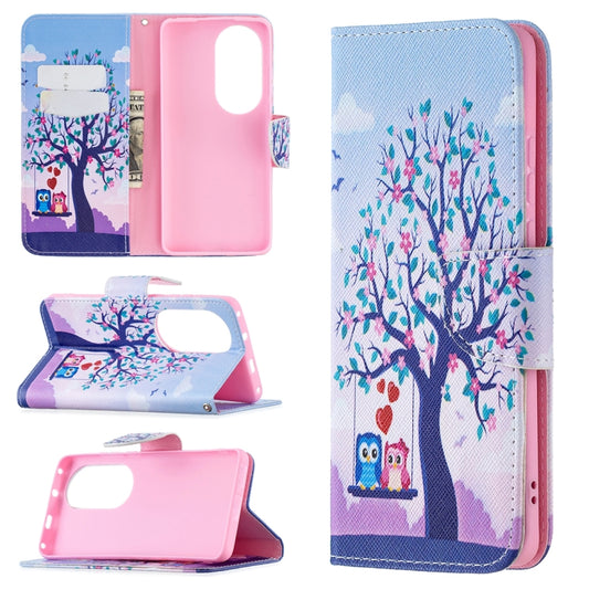 For Huawei P50 Pro Colored Drawing Pattern Horizontal Flip Leather Case with Holder & Card Slots & Wallet(Owl) - Huawei Cases by buy2fix | Online Shopping UK | buy2fix