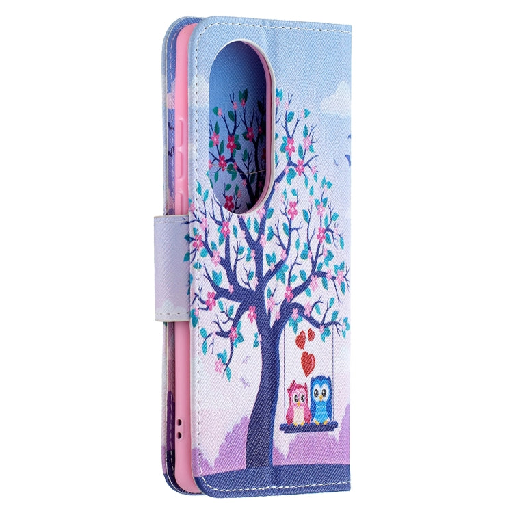 For Huawei P50 Pro Colored Drawing Pattern Horizontal Flip Leather Case with Holder & Card Slots & Wallet(Owl) - Huawei Cases by buy2fix | Online Shopping UK | buy2fix