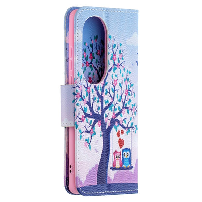 For Huawei P50 Pro Colored Drawing Pattern Horizontal Flip Leather Case with Holder & Card Slots & Wallet(Owl) - Huawei Cases by buy2fix | Online Shopping UK | buy2fix